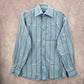Artisti Italiani Blue Stripe Mens Button Down Long Sleeve Cotton Dress Shirt XL