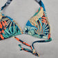 Sun & Sea Green Tropical Padded Tie Swim Sports Bra Beach Bikini Top M Medium