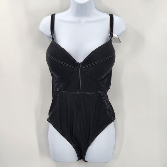 Shein Black Swimsuit Swimwear Black One Piece Underwire Mesh Full Coverage M