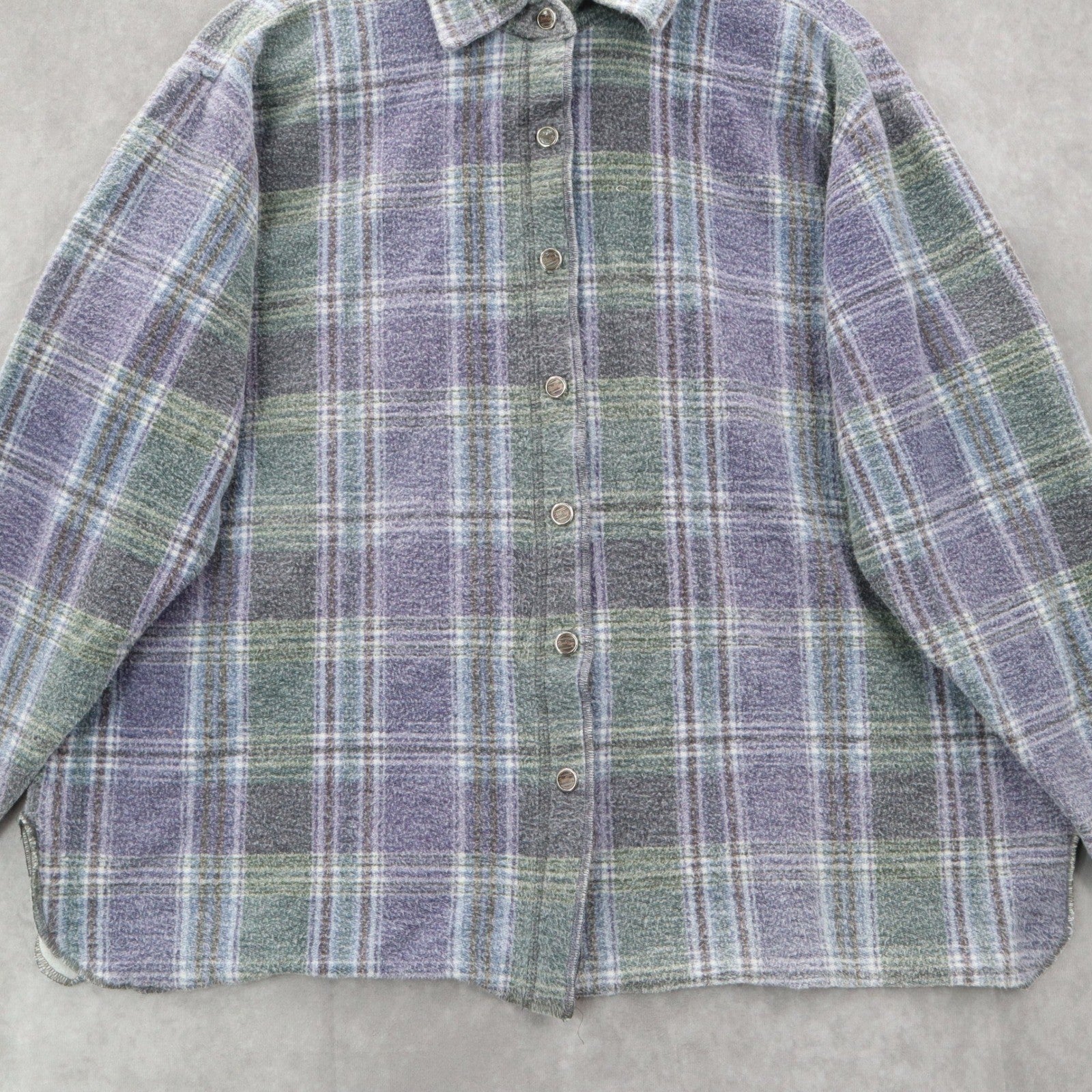 Road Rags Purple Plaid Cotton Flannel Long Sleeve Button Down Vintage 1XL