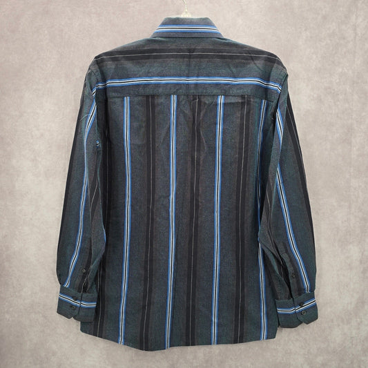 Artisti Italiani Blue Stripe Mens Button Down Cotton Long Sleeve Preppy Shirt XL