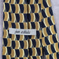 Jun Ashida Gold Blue Geometric Executive Floral Wave 100% Silk Neck Tie