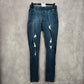 Jvini Fashion Blue Pull On Elastic Distressed Denim Pants Skinny Jeans S Small