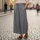H&M Blue Stripe Wide Leg Boho Pull On Pleated Straight Preppy Trousers Pant 8