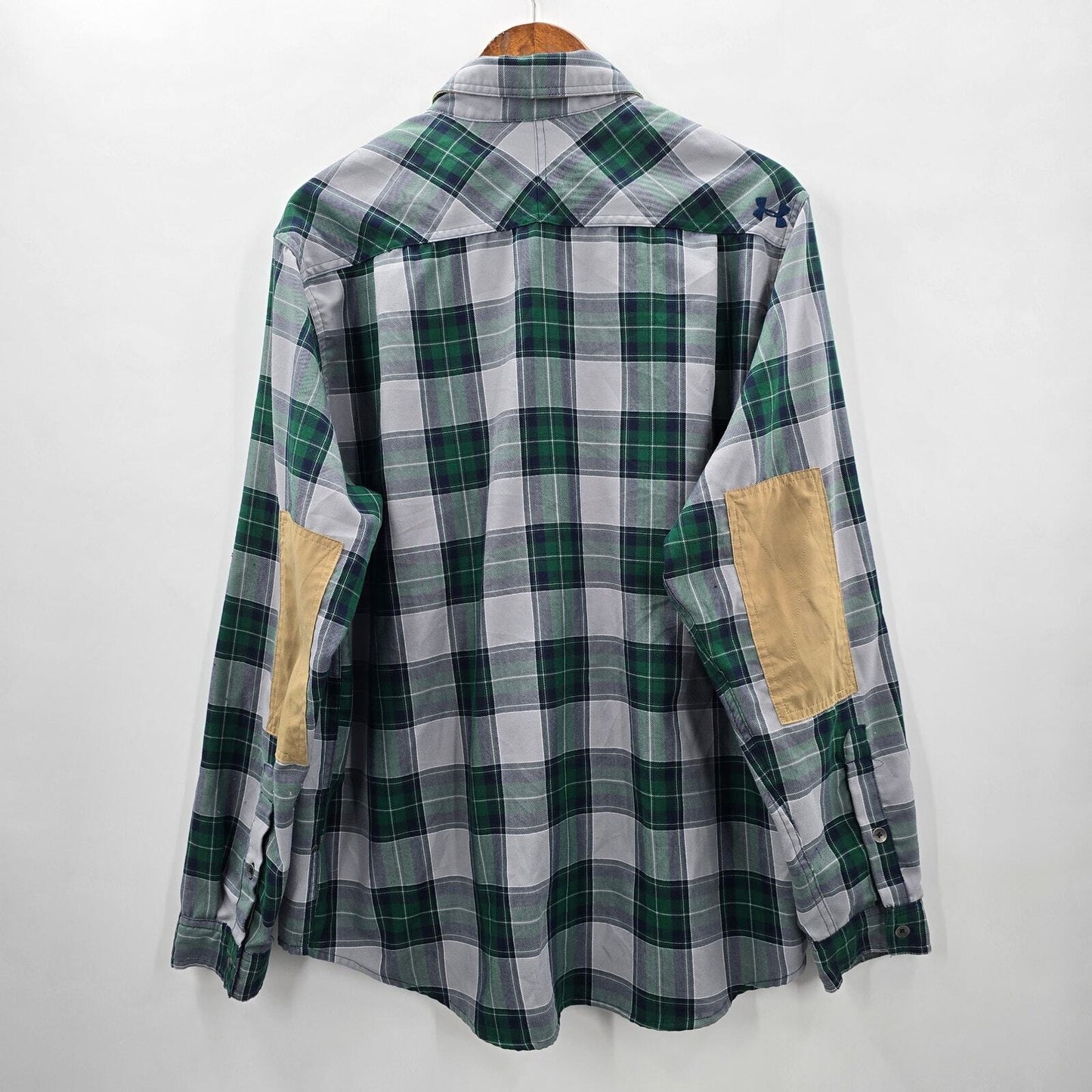 Under Armour Green Plaid Elbow Patch Button Lovesleeve Utility Shirt Large