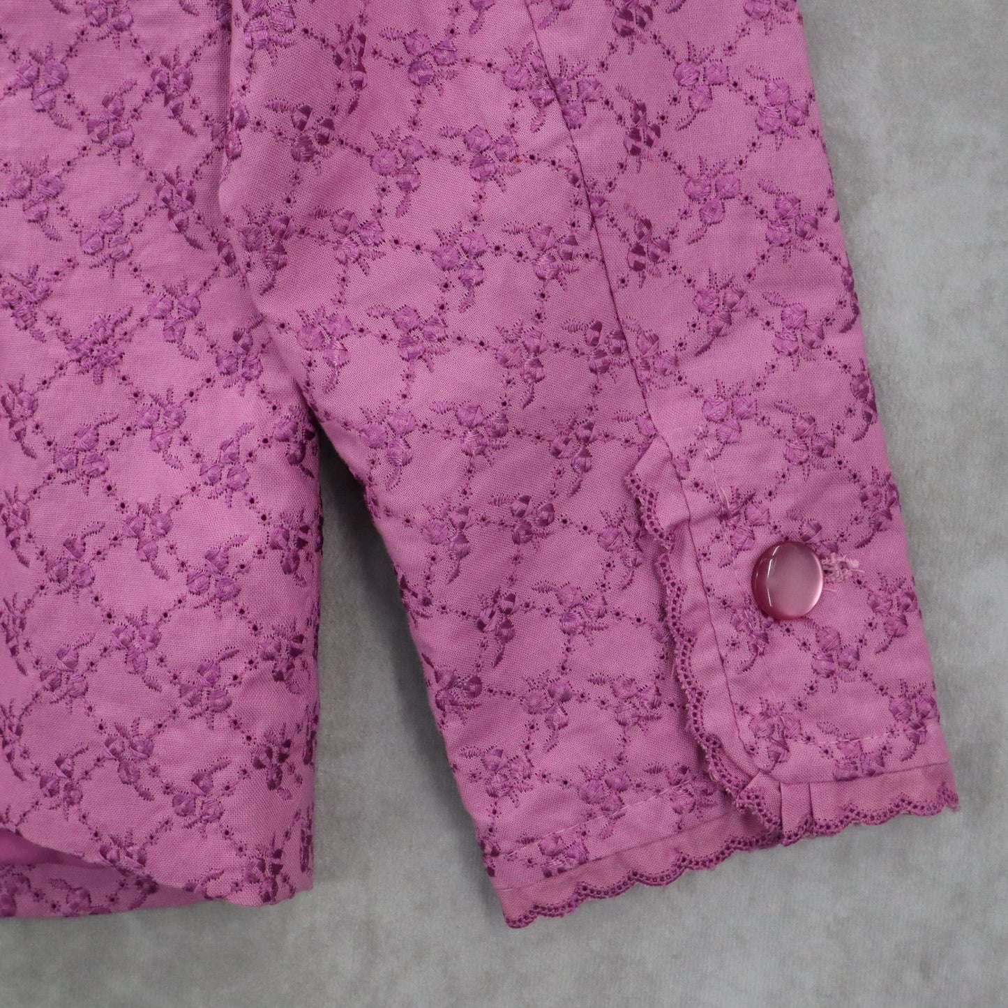 Susan Graver Purple Embroidered Floral Scallop Notch Cotton Jacket Blazer Small