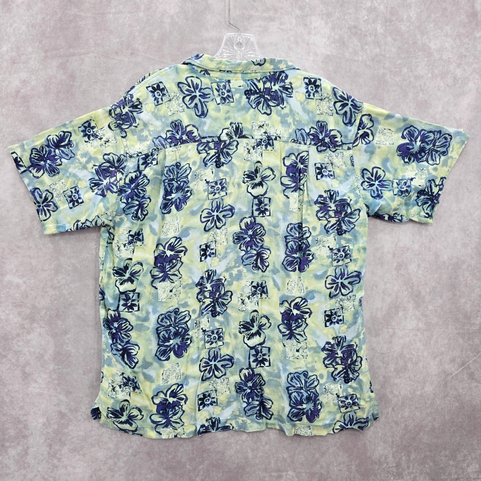 Address Unknown Green Palm Tropical Surf Island Vintage Relax Hawaiian Shirt L