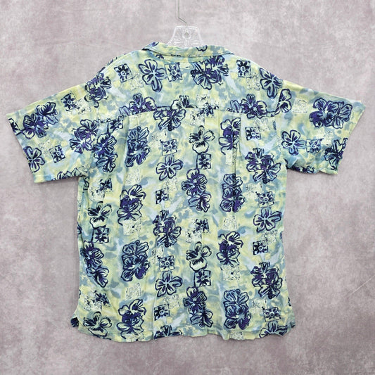 Address Unknown Green Palm Tropical Surf Island Vintage Relax Hawaiian Shirt L