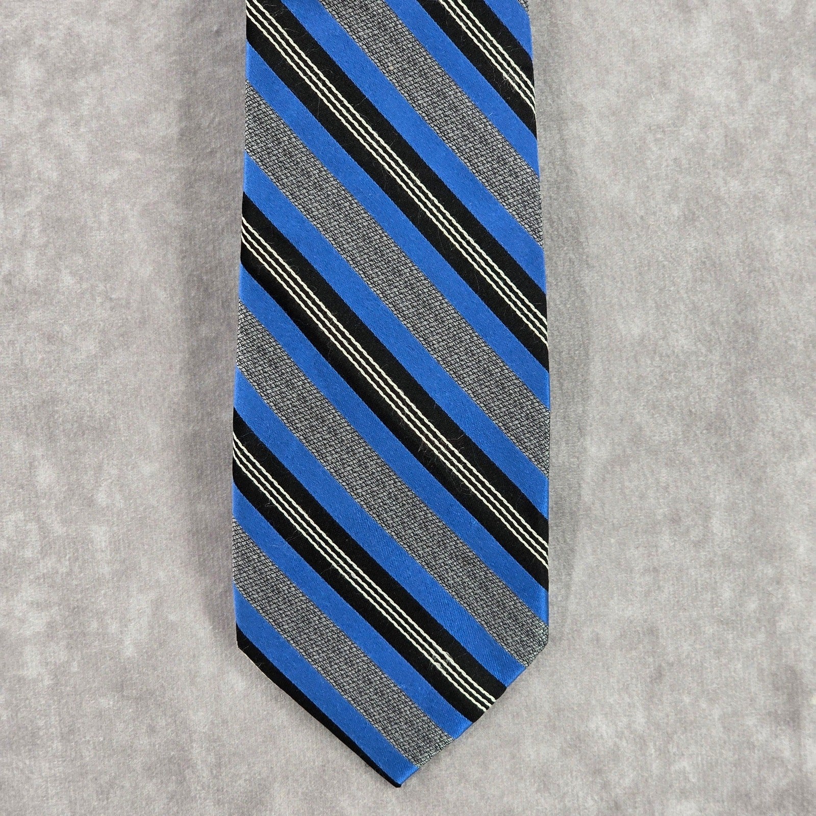 Joseph Abboud Blue Gray Stripe Repp Geometric 100% Silk Men's Neck Tie NWOT
