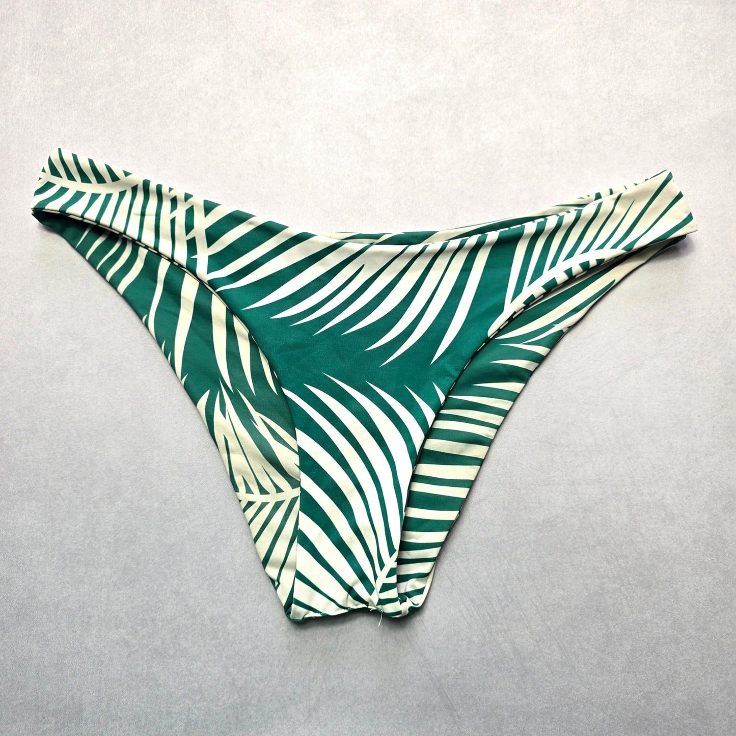 Green Leaf Tropical Swim Beach Cheeky Flirty Boho Bikini Bottom L Large
