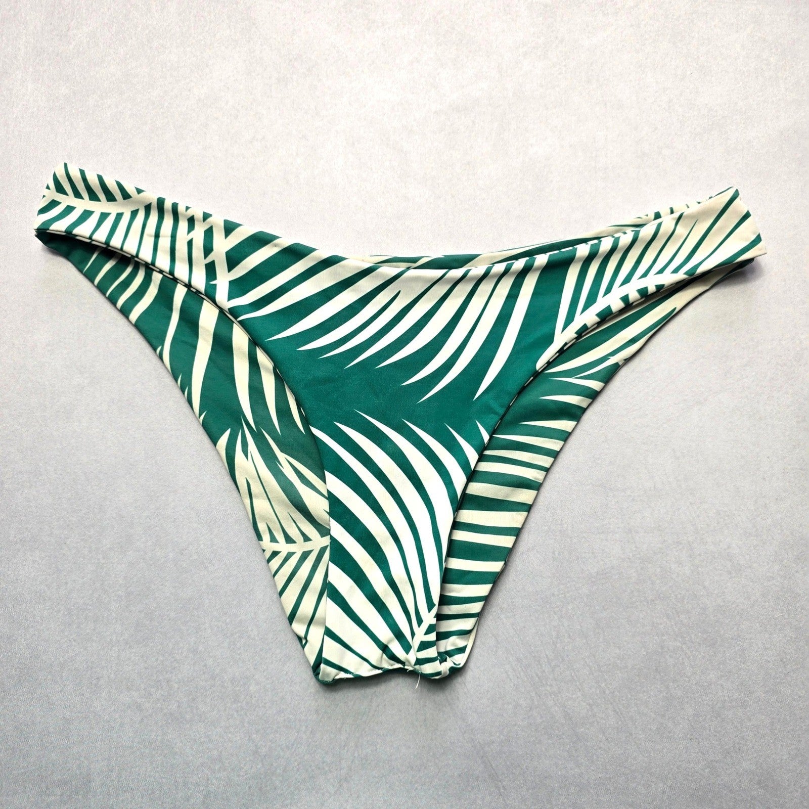 Green Leaf Tropical Swim Beach Cheeky Flirty Boho Bikini Bottom L Large