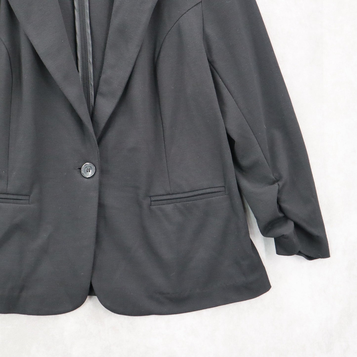 Christian Siriano Black Ruche Sleeves Notch Suit Coat Jacket Blazer Extra Large