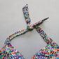 Profile Pink Multi Halter Tie Padded Wired Swim Bra Bralette Bikini Top 38D