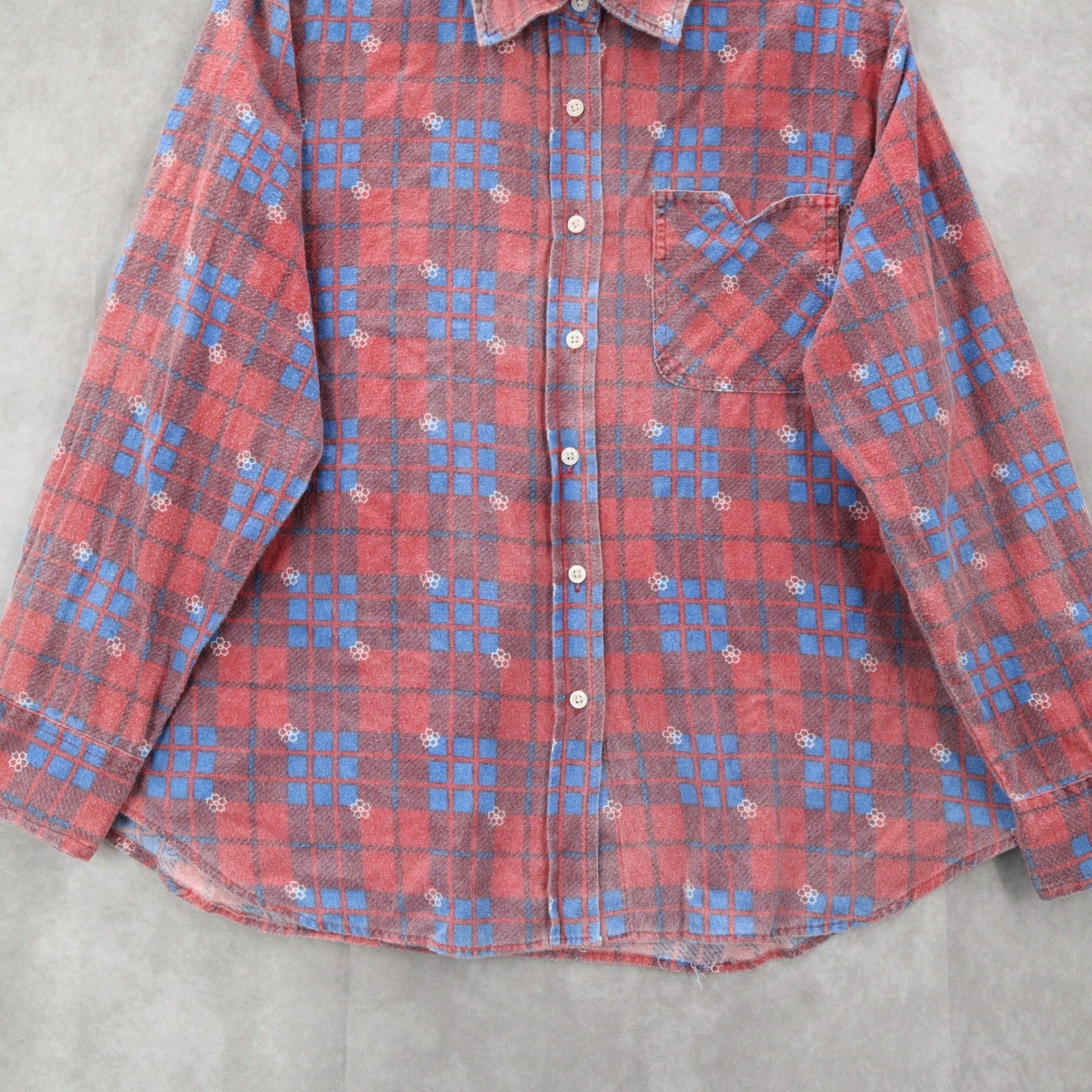 American Sweetheart Red Plaid Flannel Button Up Long Sleeve VTG Western Shirt XL