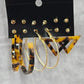 Brown Black Hoop Stud Dangle Earrings Set of Six Bundle Fashion Jewelry Earrings