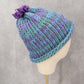 Blue Crochet Pom Pom Cable Knit Chunky Vintage Y2K Cottage Beanie Cap Hat OS