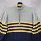 Izod Blue Pull Over Half Zip Long Sleeve Stripe Mock Neck Sweater XL Extra Large