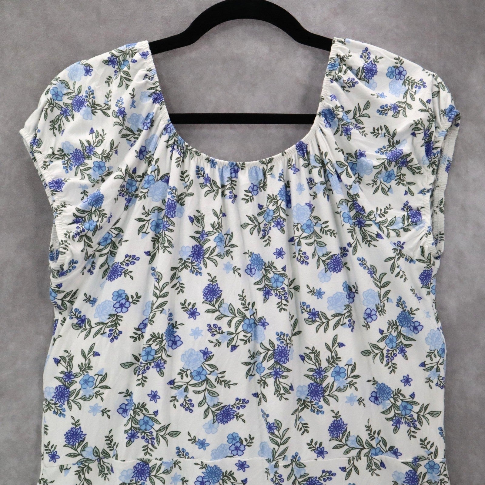 No Boundaries White Floral Fit Flare Boho Tie Ruffle Cap Sleeves Dress Plus XXL