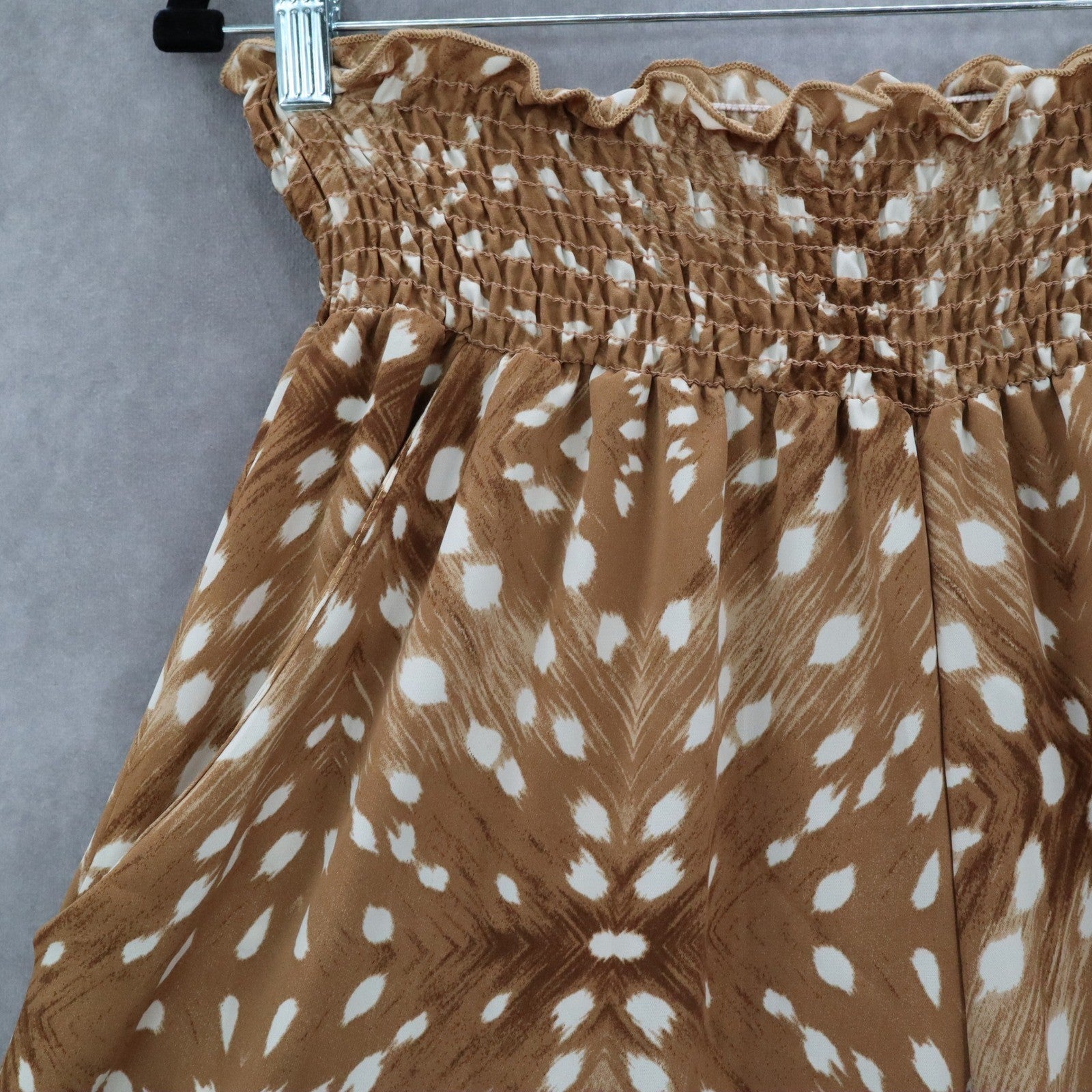 Bucket List Brown Wide Geometric Leg Boho Pull On Straight Trousers Pant S Small