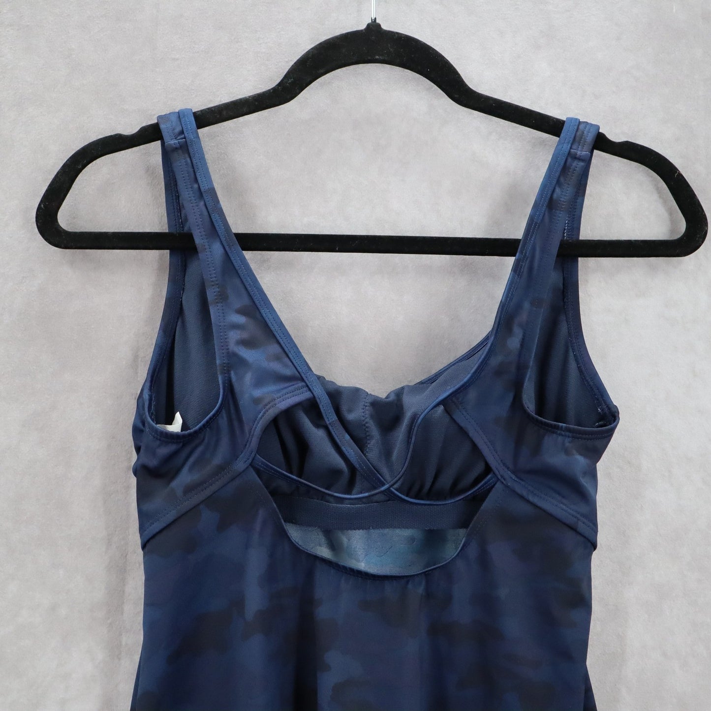 Navy Blue Camo Beach Padded Active Swim Sports Bra Tankini Tank Top S Small