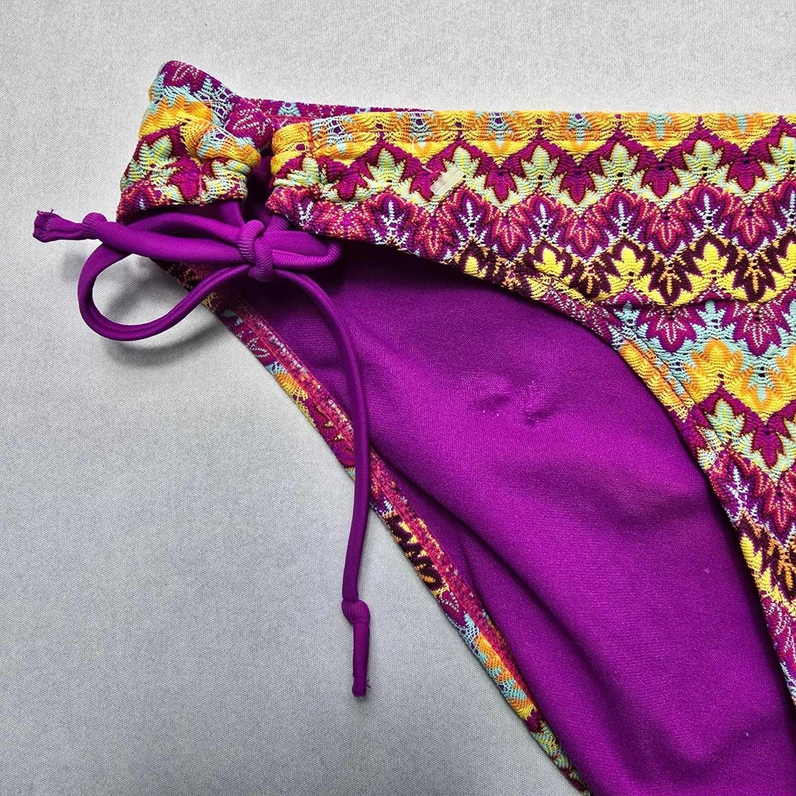 Old Navy Purple Chevron Tie Swim Beach Cheeky Flirty Boho Bikini Bottom L Large
