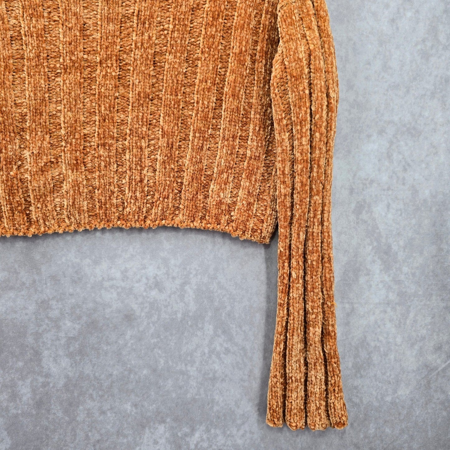 Favlux Yellow Crop Chenille Ribbed Sleeve Y2K VTG Academia Cozy Sweater Small