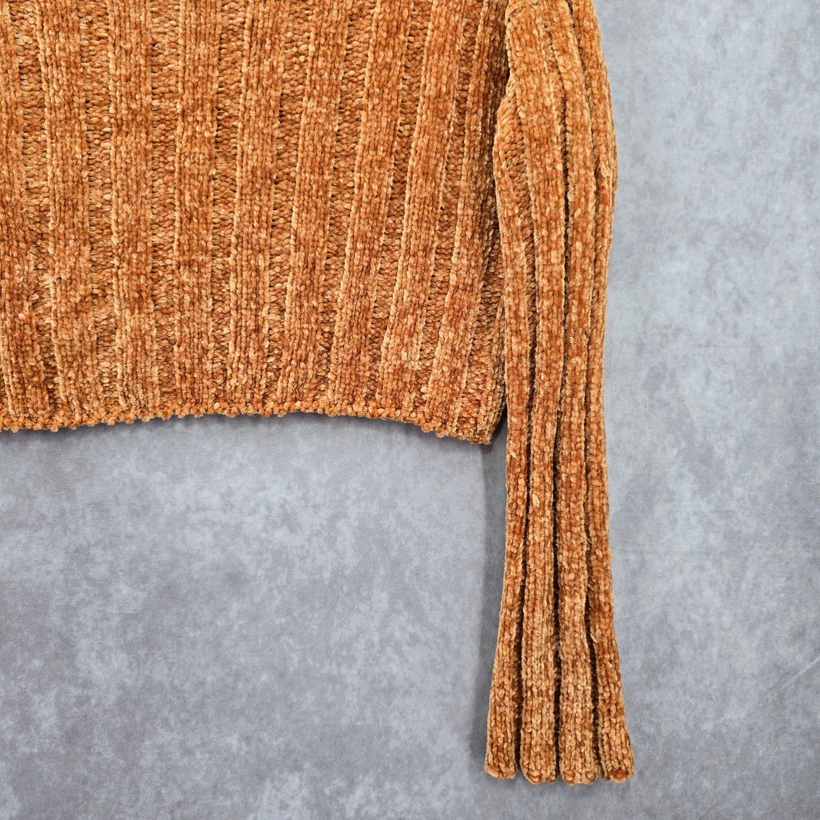 Favlux Yellow Crop Chenille Ribbed Sleeve Y2K VTG Academia Cozy Sweater Small