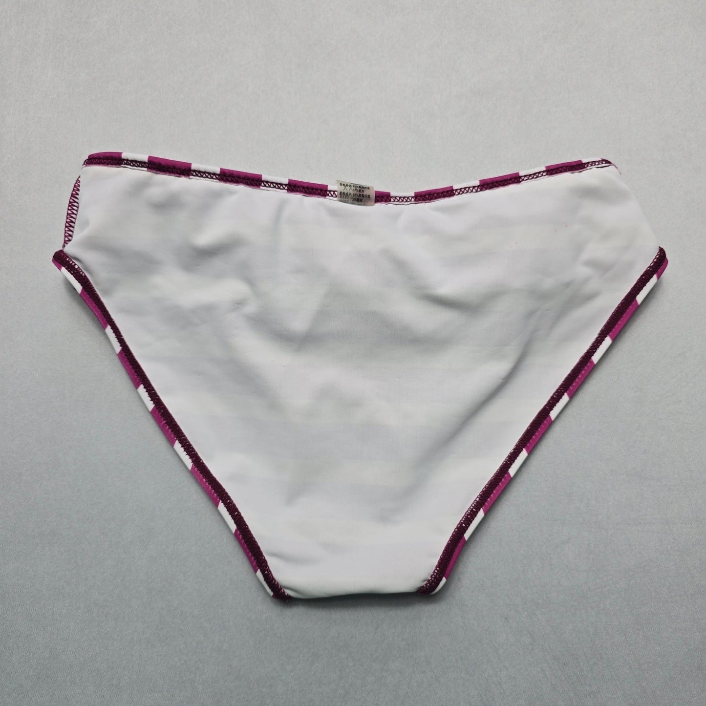 Purple Stripe Ruffle Swim Beach Cheeky Flirty Boho Bikini Bottom S Small