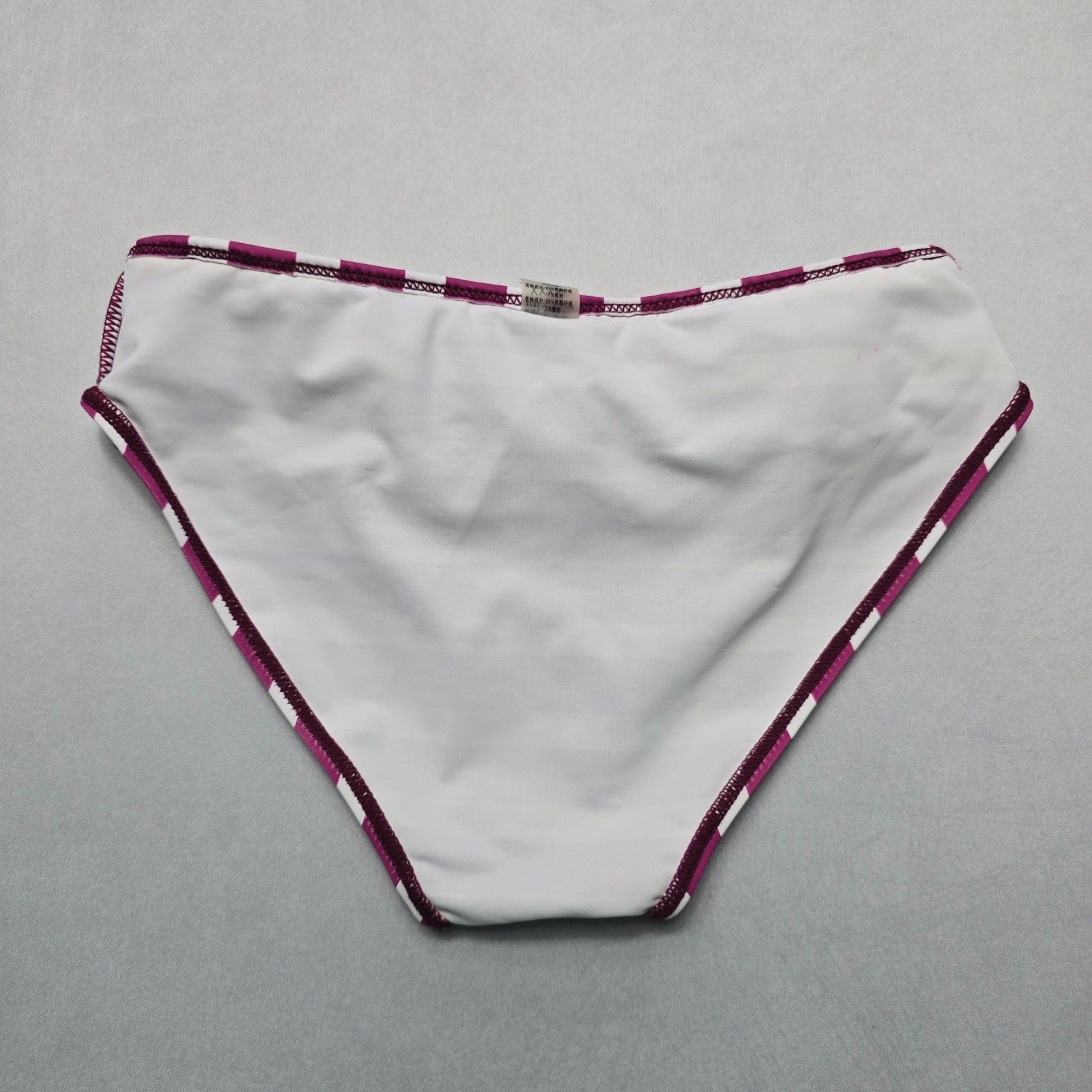 Purple Stripe Ruffle Swim Beach Cheeky Flirty Boho Bikini Bottom S Small