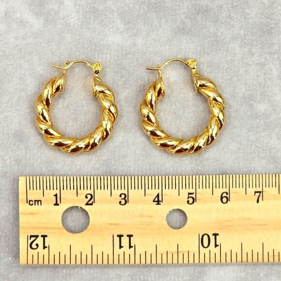 Gold Thick Spiral Hoop Hook Dangle Fashion Jewelry Earrings JB2-92