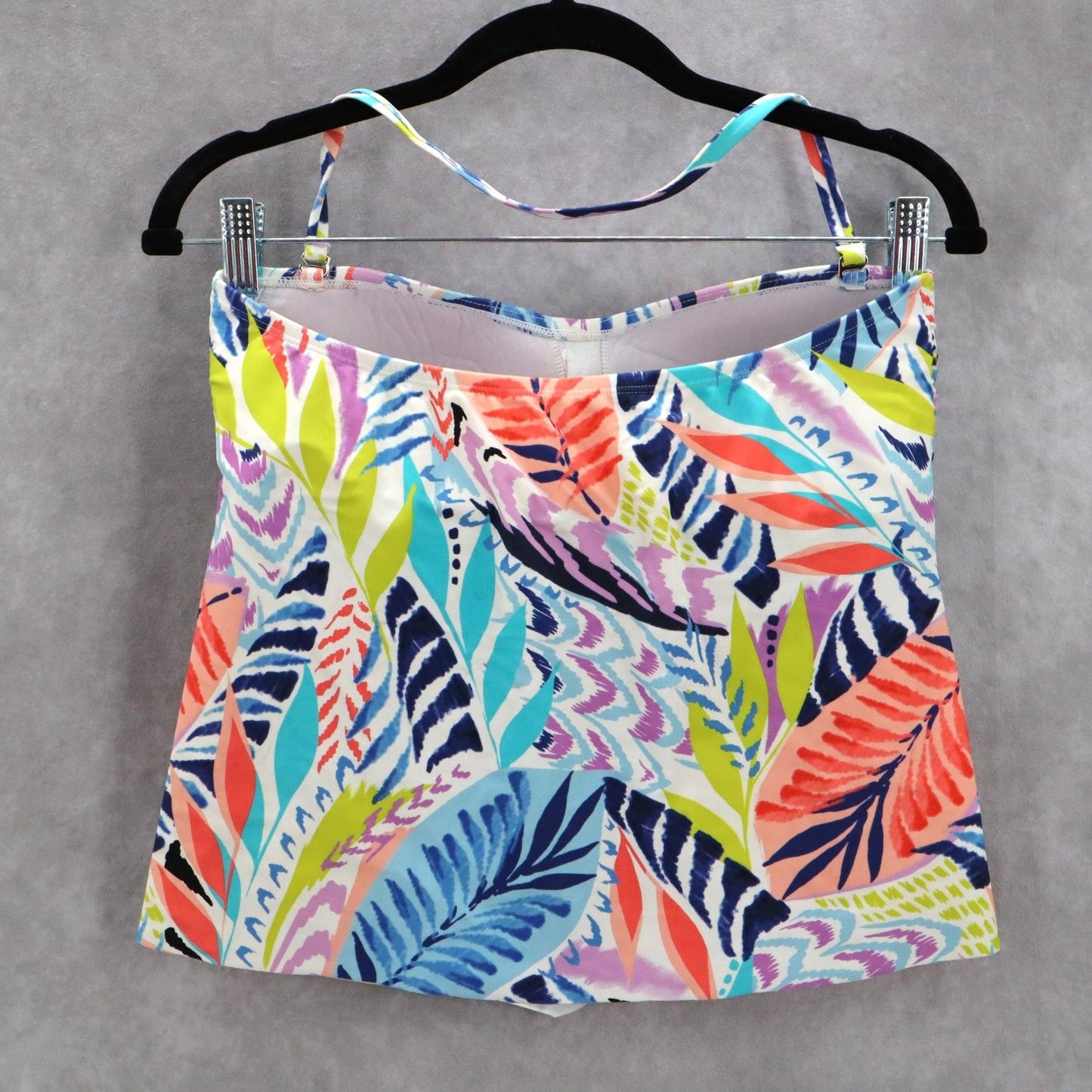 Ocean Avenue White Tropical Leaf Halter Floral Boho Bikini Tankini Top S Small