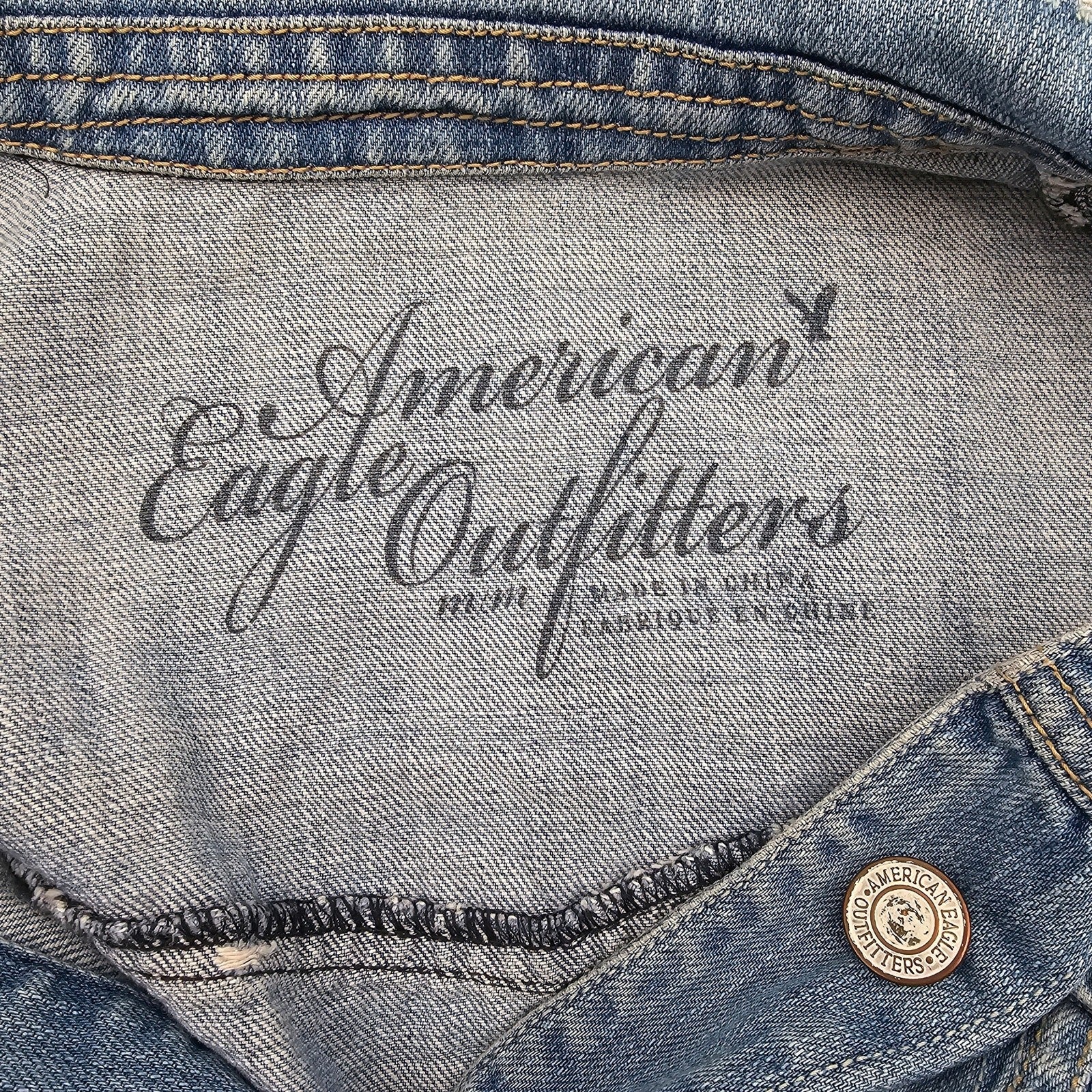 American Eagle Outfitters Blue Denim Jeans Button Long Sleeve Jacket Medium