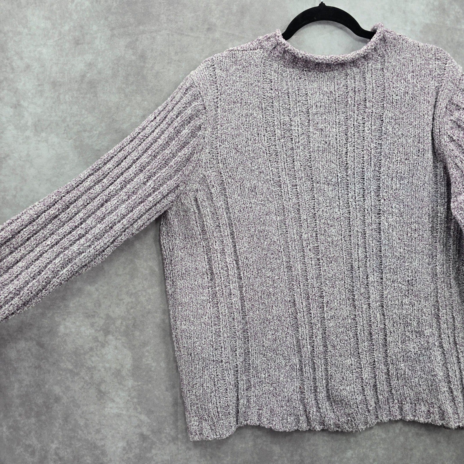 Erika Purple Chunky Oversized Ribbed Pullover Soft Y2K Chenille Sweater Plus 2X