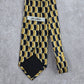 Jun Ashida Gold Blue Geometric Executive Floral Wave 100% Silk Neck Tie