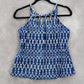 24th & Ocean Blue Halter Cutout Geometric Bikini Beach Swim Tankini Top M Medium