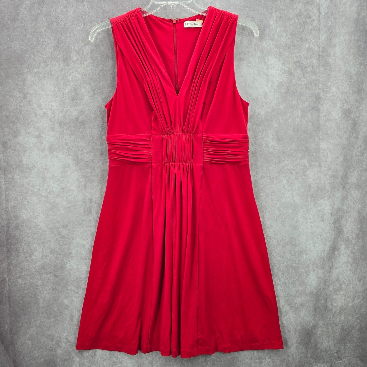 Calvin Klein Red Cocktail Wedding Sleeveless Fit Flare Formal Party Dress 12