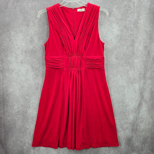 Calvin Klein Red Cocktail Wedding Sleeveless Fit Flare Formal Party Dress 12