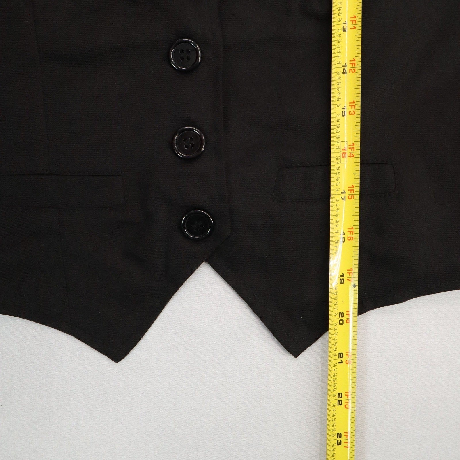 Black 4 Button Welt Pocket Point Buckle Waistcoat Tuxedo Formal Suit Vest 34S L