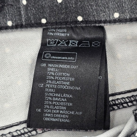 H&M Gray Polka Dot Skinny Denim Pull On Jeans Jeggings Junior Girls 4