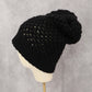 Black Chunky Cable Knit Crochet Y2K Vintage Cottage Skater Beanie Cap Hat OS
