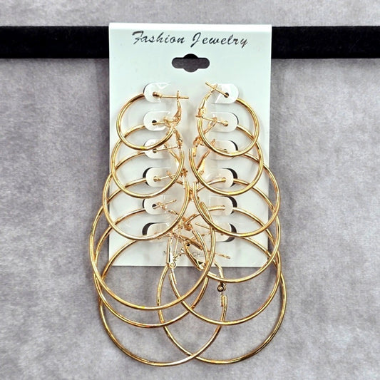 Gold Multiple Small Large Hoops Set Dangle Hook Fashion Jewelry Earrings JB2-47