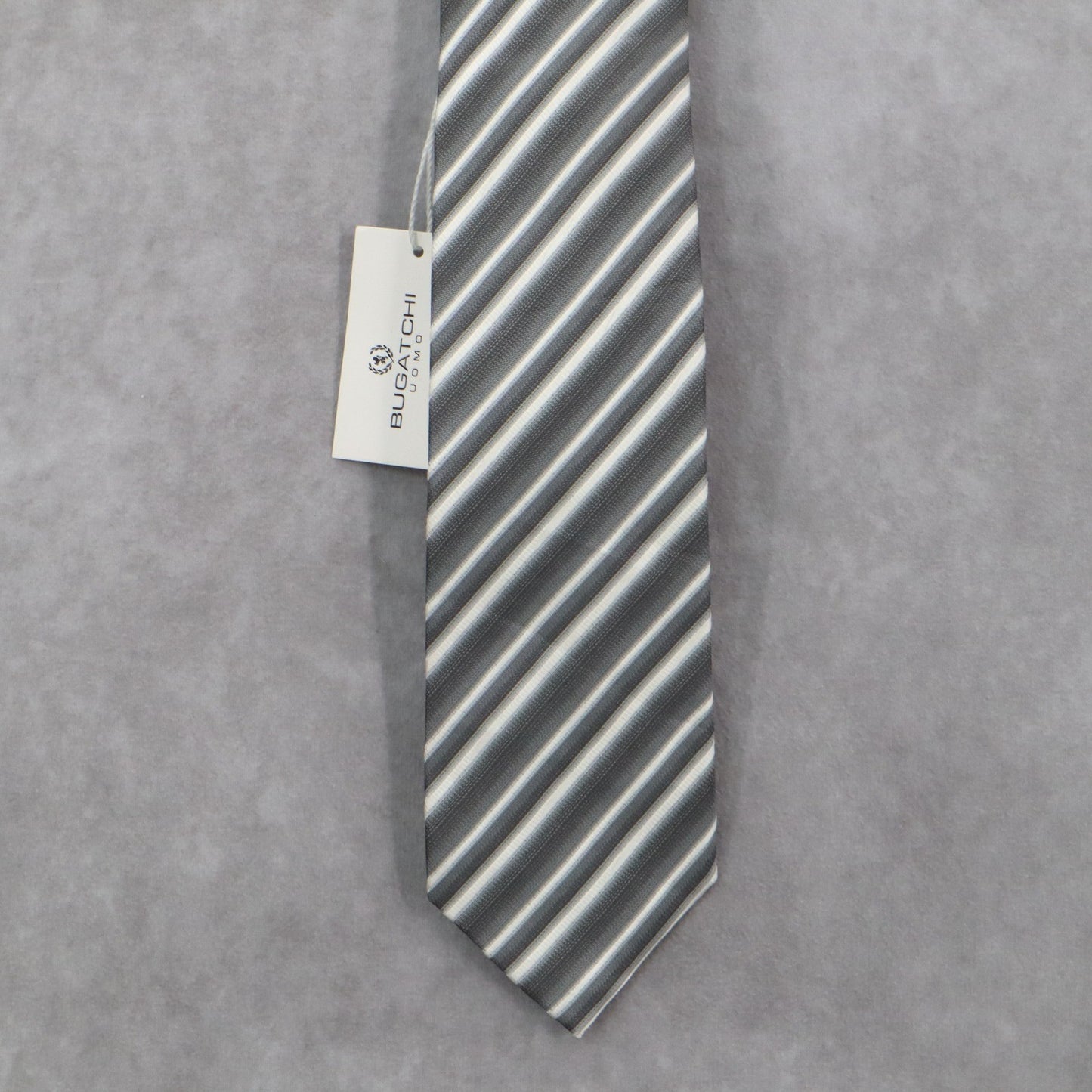 Bugatchi Uomo Gray Stripe Executive Formal Business Silk Classic Men's Neck Tie