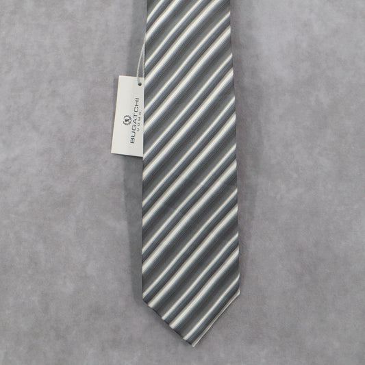 Bugatchi Uomo Gray Stripe Executive Formal Business Silk Classic Men's Neck Tie