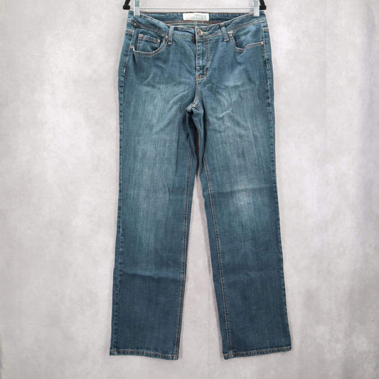 Faded Glory Dark Blue Straight Stretch Eased Jeans Denim Classic 10 Average