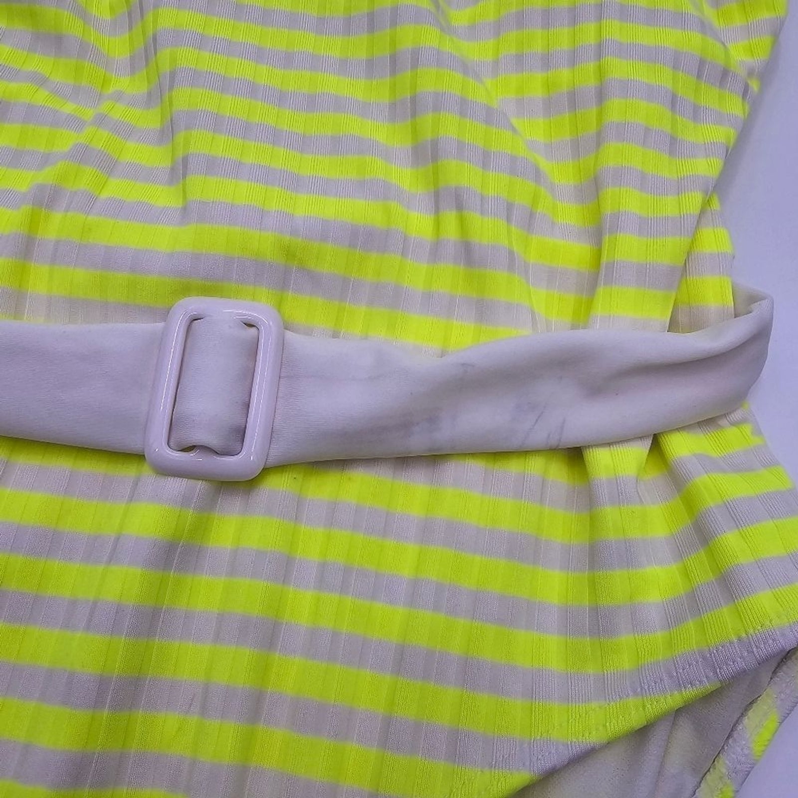 No Boundaries Yellow White Stripes Bathing Suit One Piece Swimsuits Large