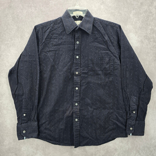 Eighty Eight Blue Long Sleeve Polka Dot Button Down Mens Shirt Cotton Small