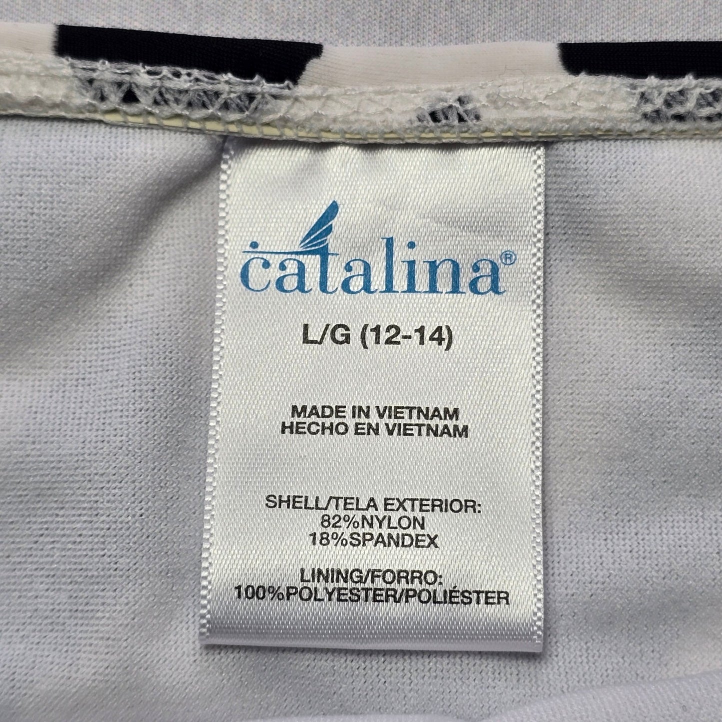 Catalina Black White Chevron Swim Beach Cheeky Flirty Bikini Bottom L Large