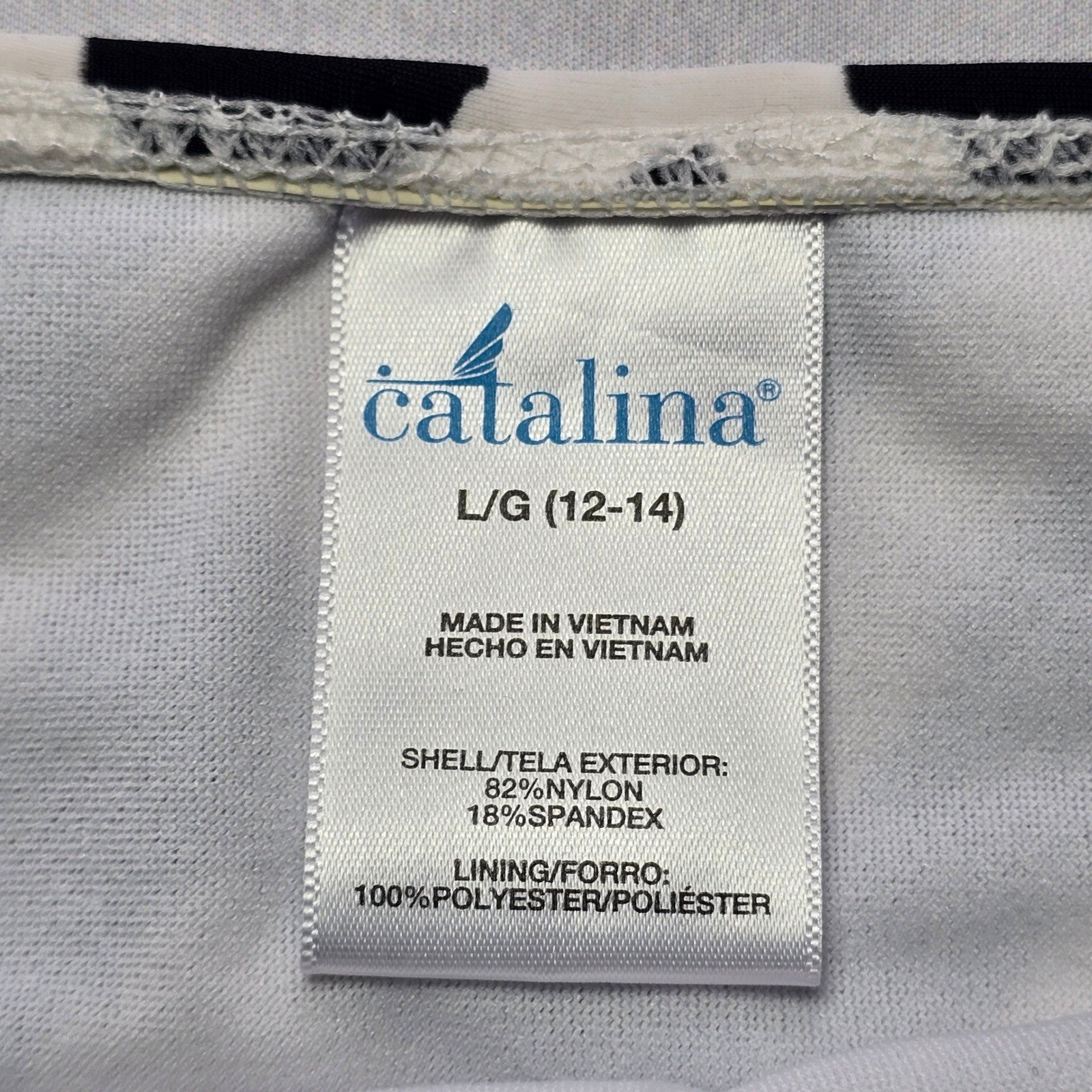 Catalina Black White Chevron Swim Beach Cheeky Flirty Bikini Bottom L Large