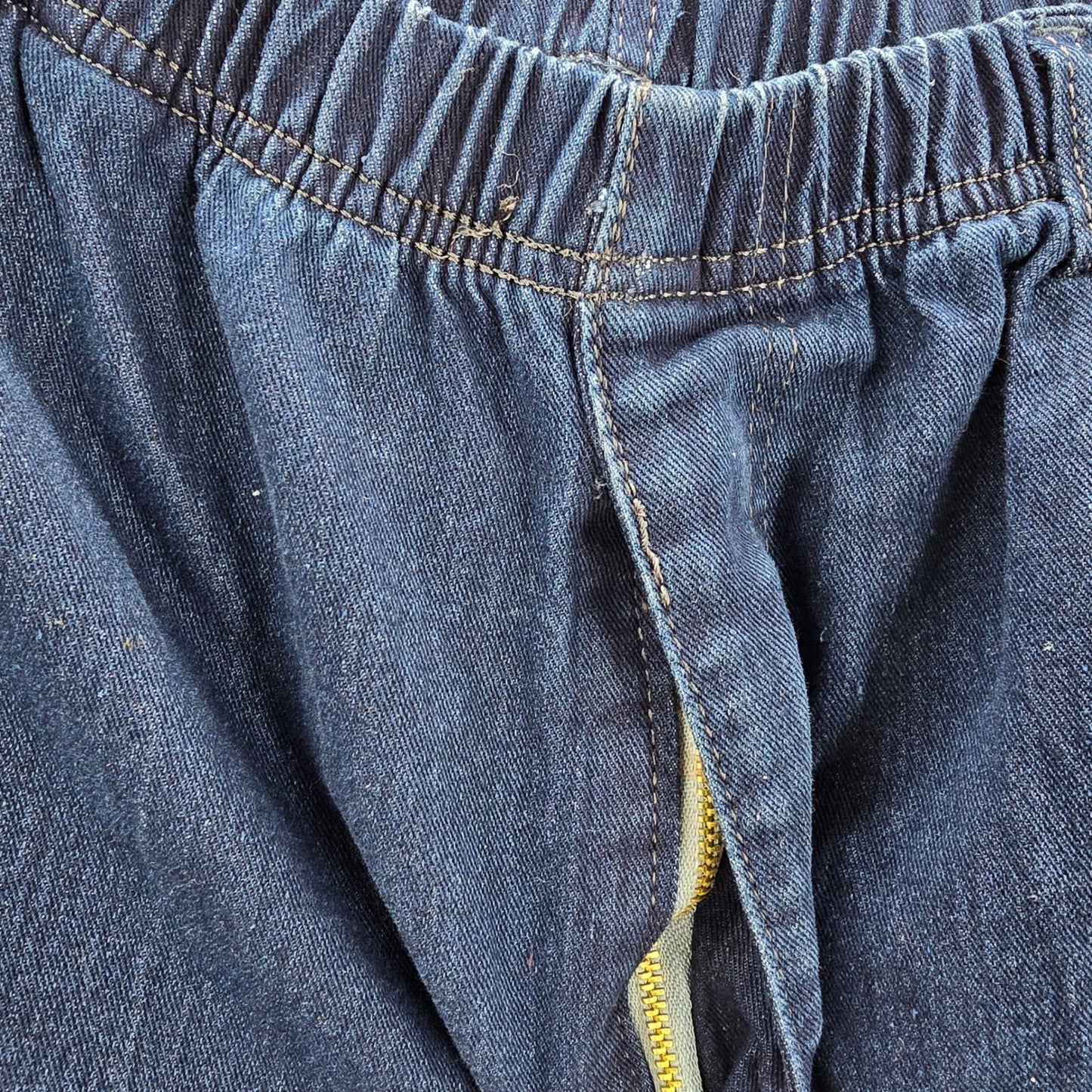 Blue Elastic Waist Pull-On Stretch Straight Leg Denim Jeans Pants 4XL