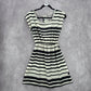 Charlotte Russe Striped Black White Cutout Short Flare Dress Extra Small XS